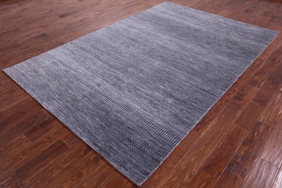 6' 2" X 9' 3" Handmade Savannah Grass Wool and Silk Rug Q11932