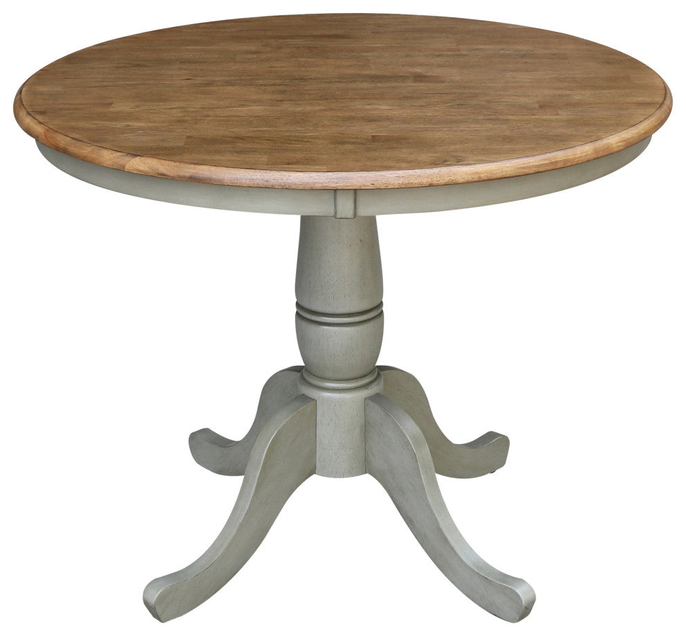 36" Round Top Pedestal Dining Table with 2 Madrid Ladderback Chairs