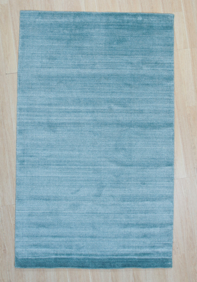 Blue Urban Handmade Wool and Viscose Rug, 8' X 10'