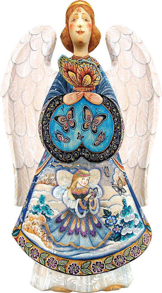 Celestial Butterfly Angel, Woodcarved Figurine