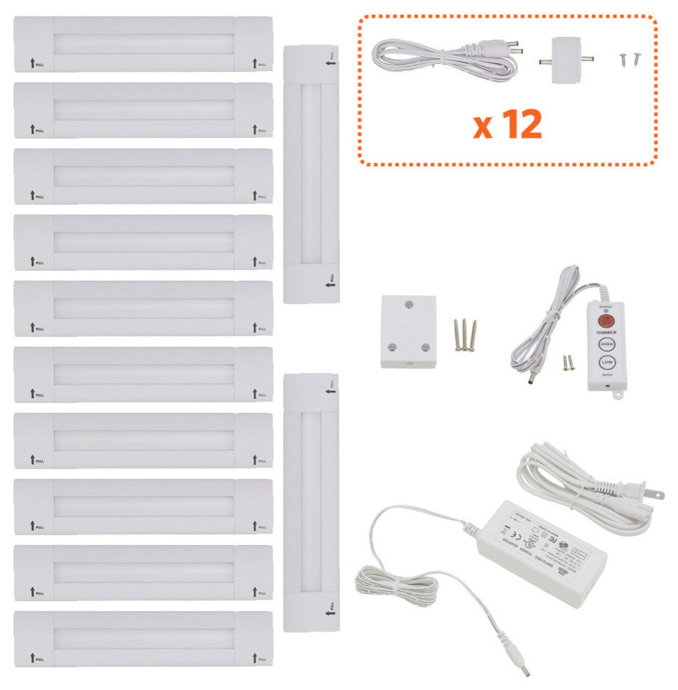 Lightkiwi Lilium 6" Cool White LED Under Cabinet Lighting Pro Kit, 12 Panel