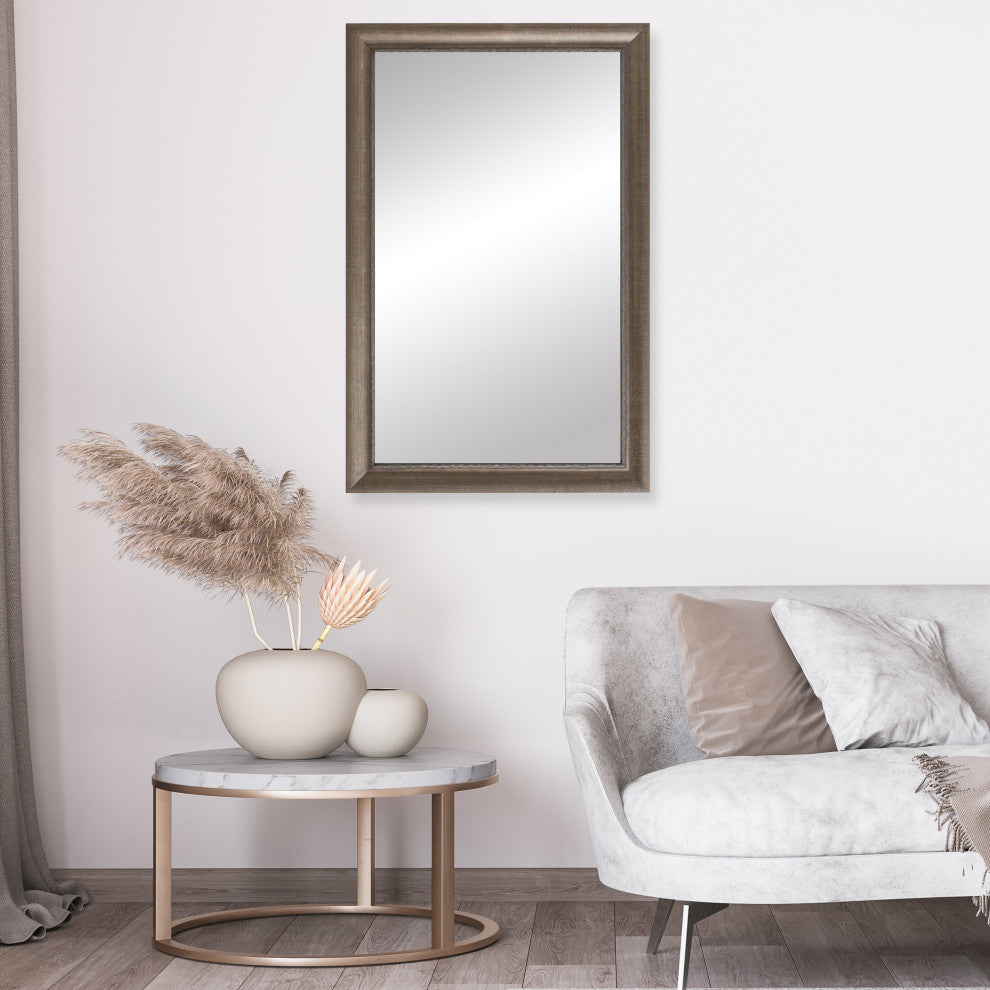 Ventura Framed Wall Mirror, Pewter, 36"x42"