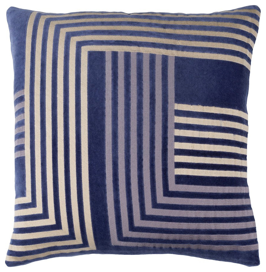 Surya Intermezzo INE-003 18"x18" Pillow Kit, Navy/Mauve/Beige