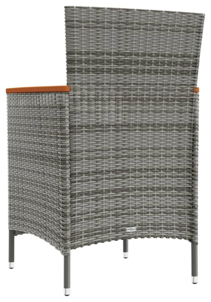 Vidaxl Patio Dining Chairs 2-Piece Poly Rattan Gray