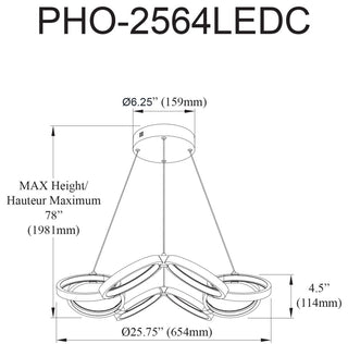 Philo Modern 1 Light Matte Black White Metal Chandelier