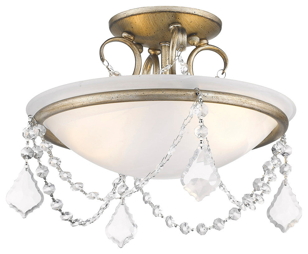 Livex 6523-73 2-Light Ceiling Mount, Hand Painted Antique Silver Leaf