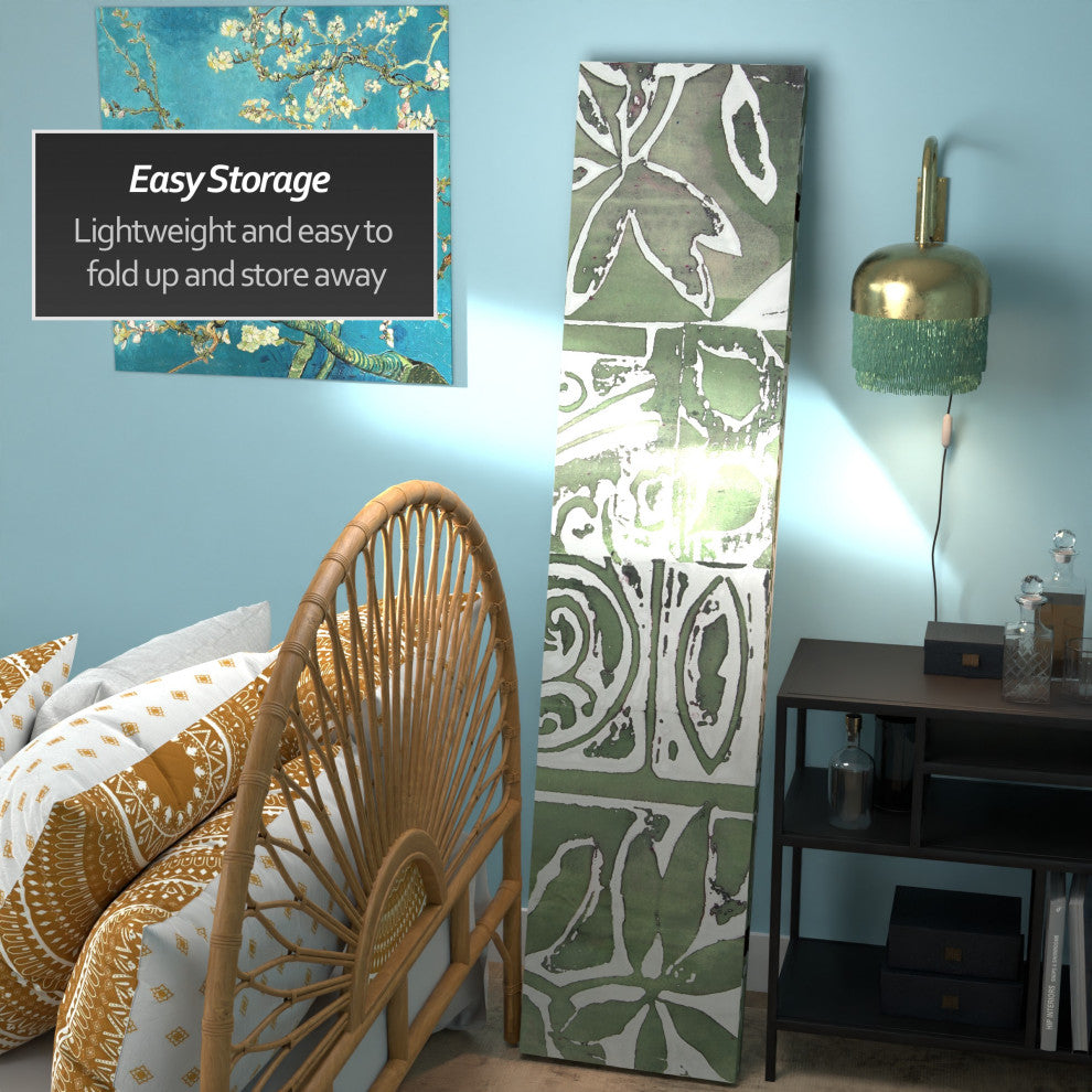 6' Tall Double Sided Green Oliva Canvas Room Divider