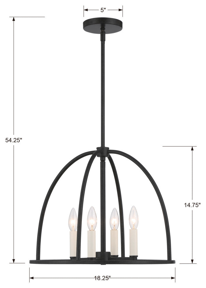 Abbott 4-Light Black Chandelier