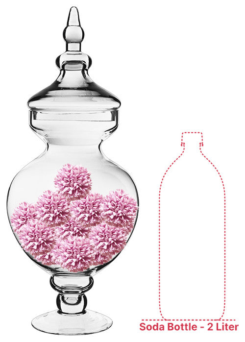 Glass Apothecary Jar Candy Buffet Container H-14.75"  D-6.5" Set of 1, Open D-5.75" Body D-7.5" H-21.5", Set of 4