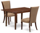 A Dining Set Of 2 Parson Chairs, 12" Butterfly Leaf Rectangle Table, Mahogany