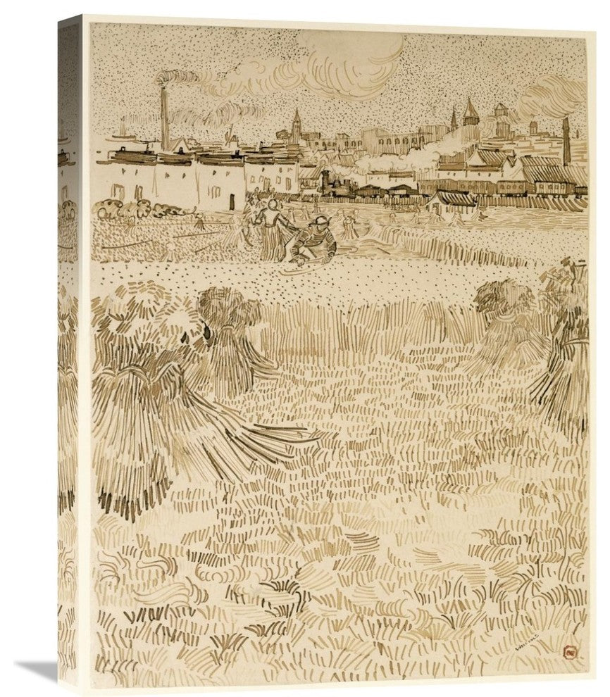 "Arles:  View from the Wheatfields" Canvas Giclee by Vincent van Gogh, 18"x24"