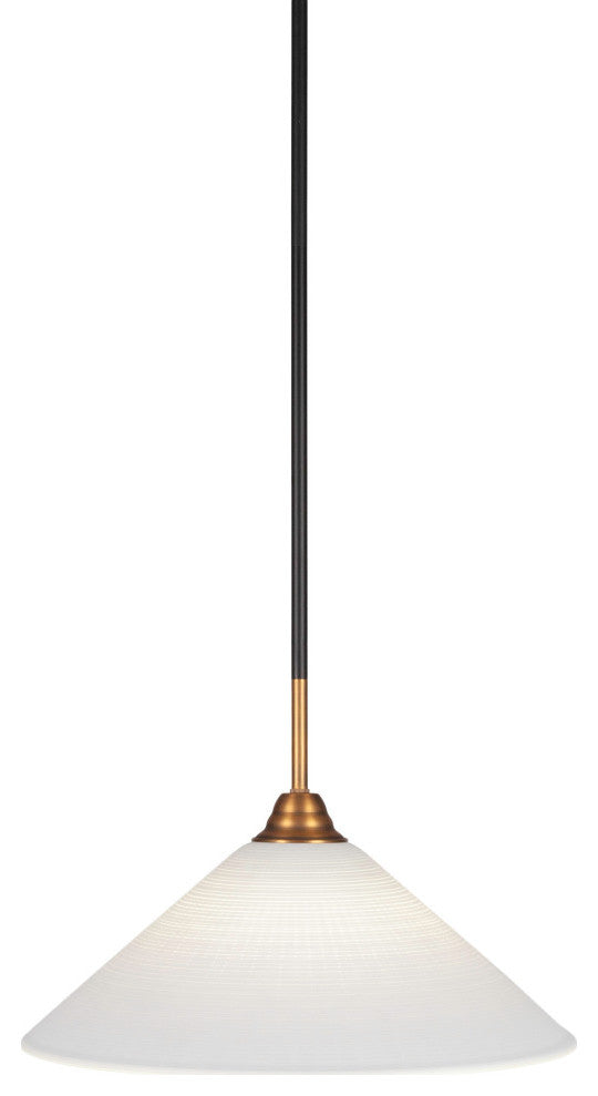 Paramount 1-Light Mini Pendant, Matte Black & Brass, 16" White Matrix Glass