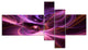 Purple Fractal Light Art in Dark, Abstract Canvas Art Print, 60"x32", 5 panels