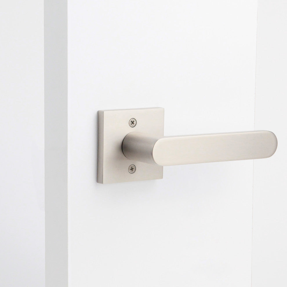 Modern Heavy Duty Designer Door Handle - Chrystie Collection, Satin Nickel, Double Dummy