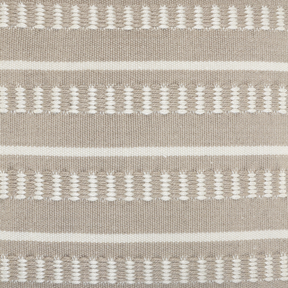 Ox Bay Handwoven Tan/White Geometric Polyester Pillow Cover, 24"x24"