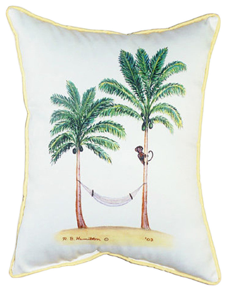 Betsy Drake Palm Trees and Monkey Extra Large 24 X 20 Indoor / Outdoor Pillow