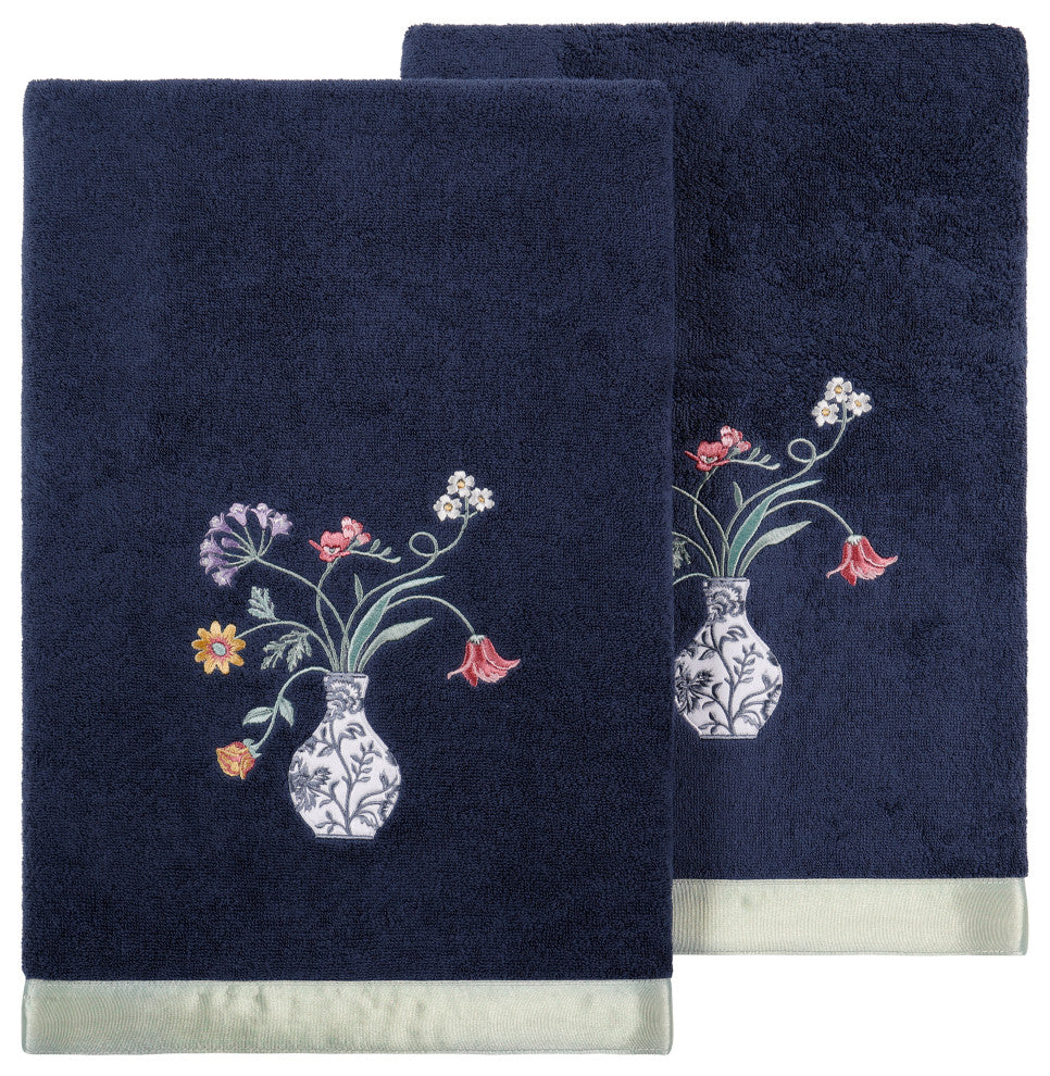 Linum Home Textiles 100% Turkish Cotton STELLA 2PC Embellished Bath Towel Set