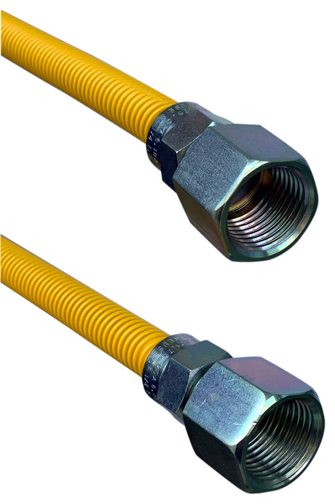 Jones Stephens G70137 3/8 FIP X 3/8 FIP X 48 SS GAS CONN - Yellow
