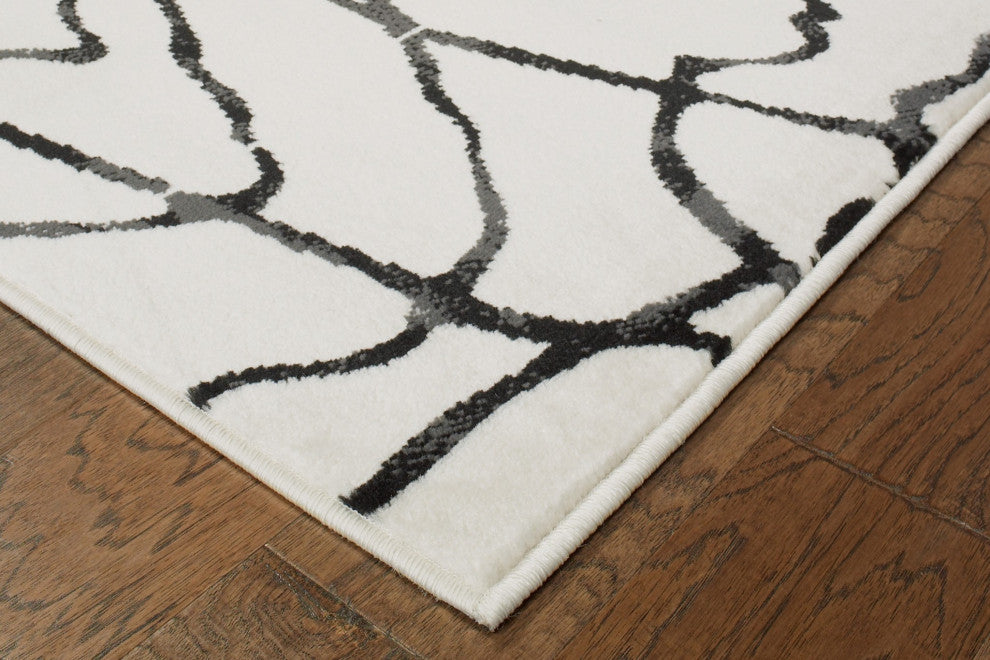 8" x 10" Cream and Black Berber Pattern Area Rug
