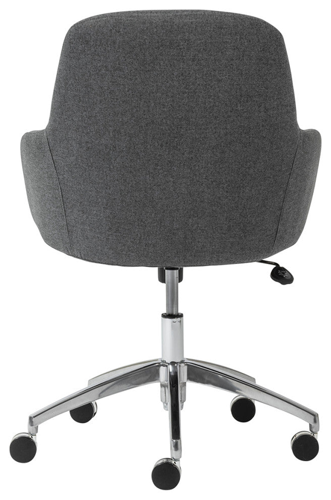Minna Low Back Office Chair, Polished Aluminum Base, Dark Gray