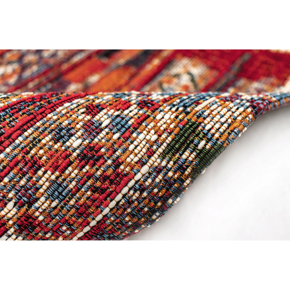 Esencia Tribal Stripe Indoor/Outdoor Mat Red 1'11"x4'11"