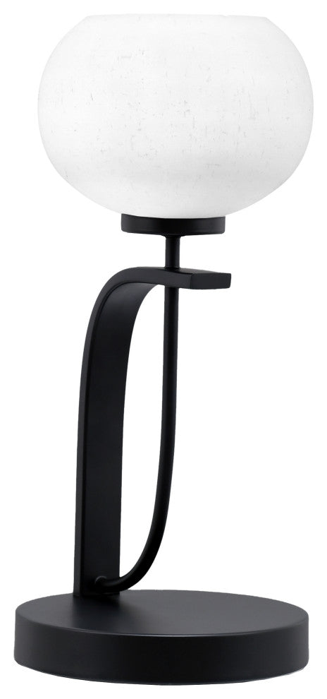 Cavella 1 Light Accent Lamp, Matte Black Finish, 7" White Muslin Glass