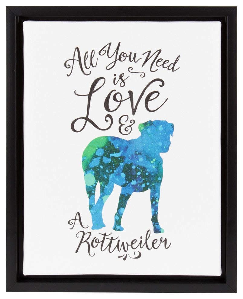 Sylvie Love and a Rottweiler Watercolor Framed Canvas, Black 11x14