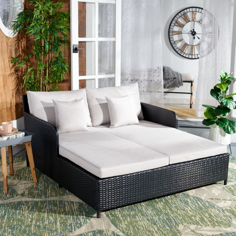 Safavieh Outdoor Cadeo Daybed Black / Light Grey