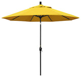 9' Matted Black Push-Button Tilt Crank Aluminum Umbrella, Lemon Olefin