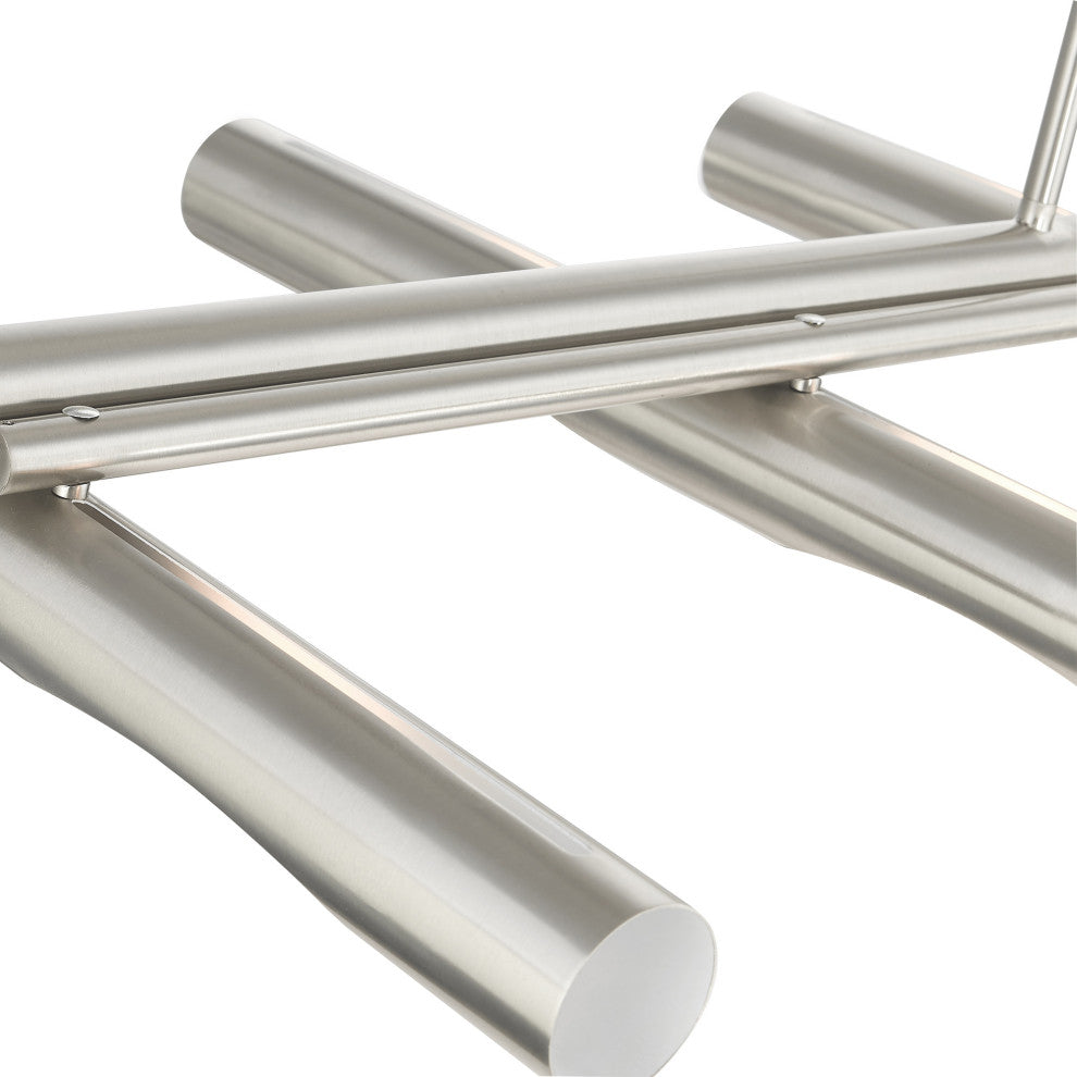 Brushed Nickel Contemporary, Minimal, Industrial, Urban, Sleek Linear Chandelier