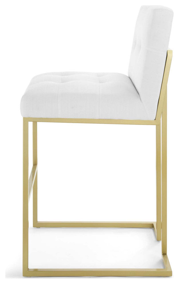 Bar Stool Chair Barstool, Fabric, Metal, Gold White, Modern, Bar Pub Cafe Bistro