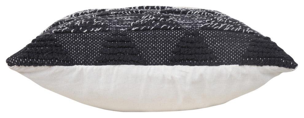 Ox Bay Handwoven Black/White Geometric Organic Cotton Pillow Cover, 20"x20"