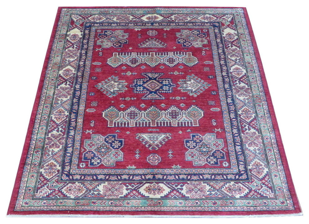 5x5 Square Handmade Red Fine Super Kazak Shirvan Oriental Rug