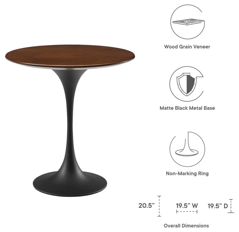 Sofa Side Table, Round, Black Dark Walnut, Metal, Modern, Lounge Hospitality