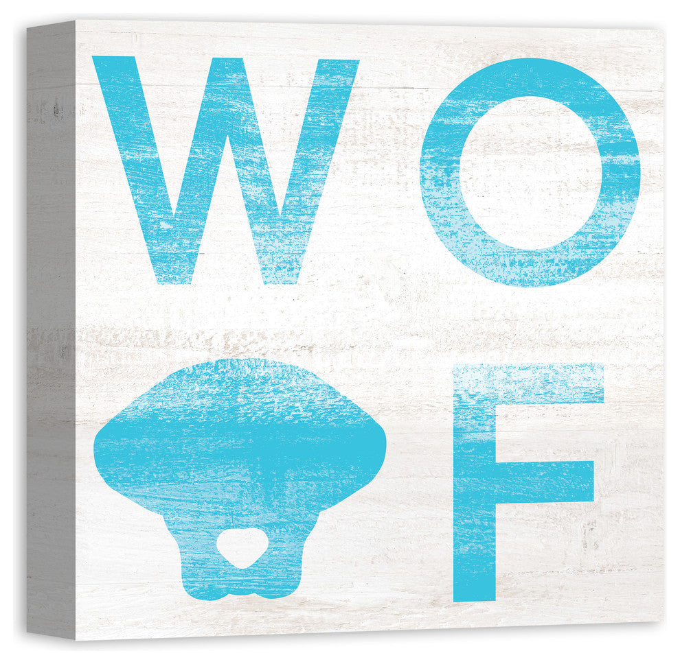 Designs Direct Creative Group Woof Distressed Blue 16x16 Canvas Wall Art