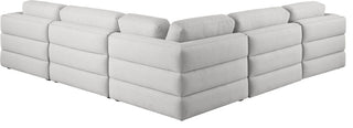 Beckham Linen Textured Fabric 5-Piece Modular L-Shaped Sectional, Beige