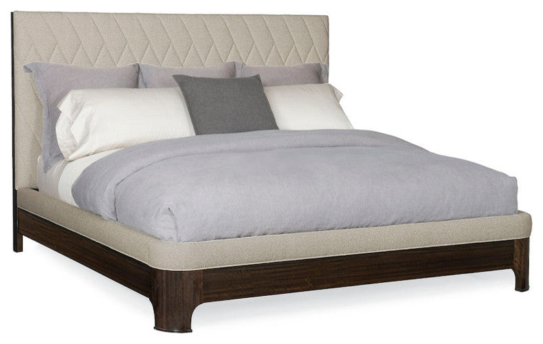 Modern Streamline Diamond Quilited Upholstered Bed, Queen