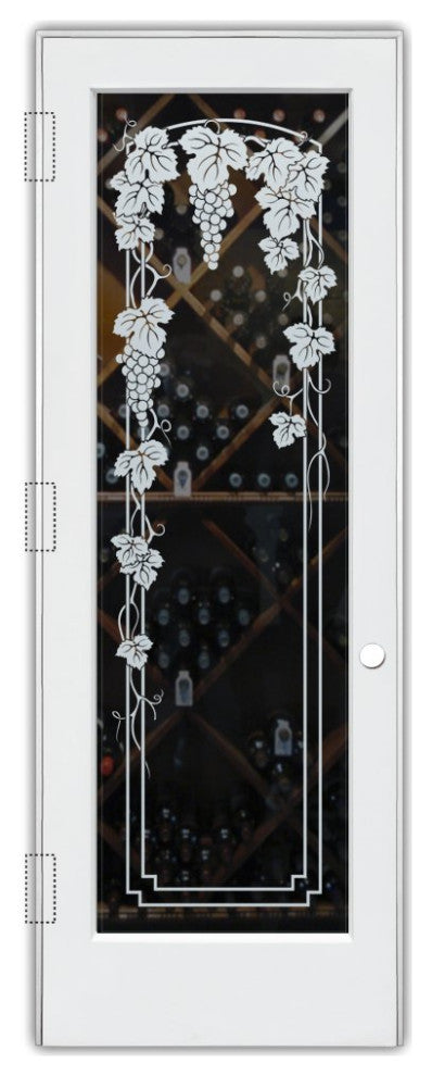 Wine Door - Vineyard Grapes Trellis - Primed - 30" x 84" - Knob on Right -...