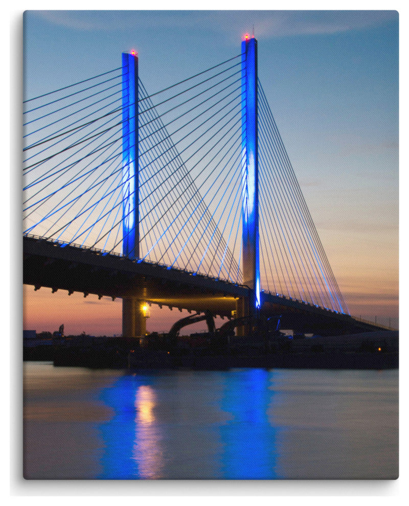 Indian River Bridge 2 Night Photography Canvas Wall Art Print, 16" X 20"