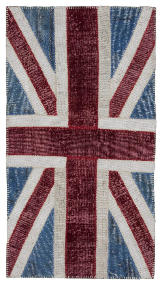Rug N Carpet - Handmade Oriental 2' 9'' x 5' 0'' Flag Patchwork Rug