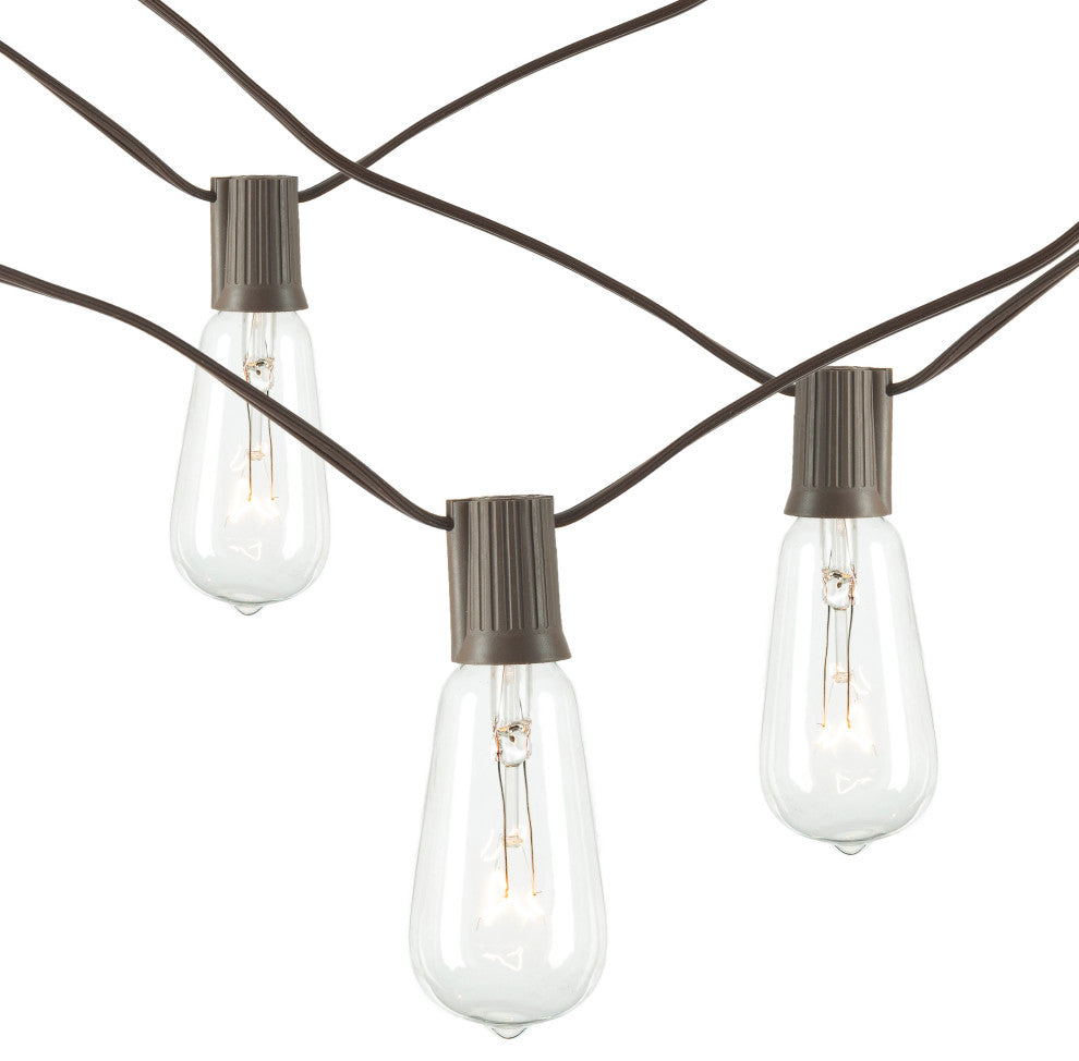 Set of 2 20-Foot Long Electric Patio Light Strings with 20 ST38 Bulbs Each