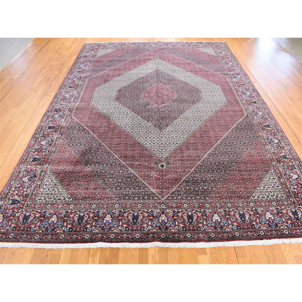 Rust Red Persian Bijar 400 KPSI Wool And Silk Handmade Oversized Rug 11'3"x16'0"