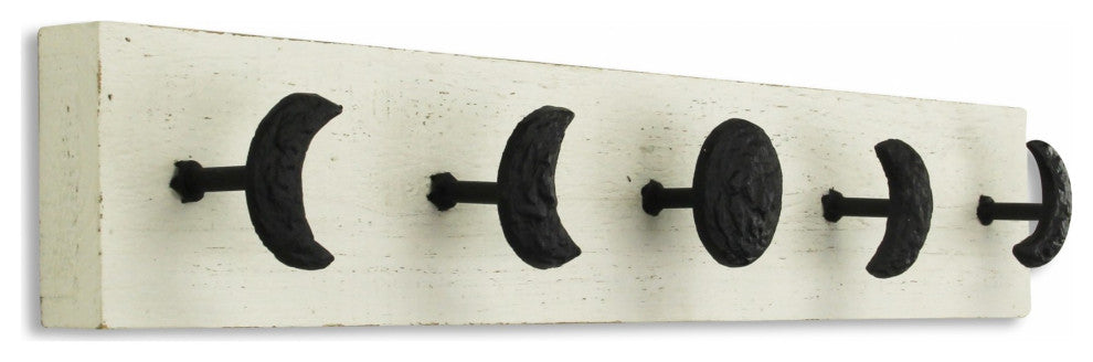 White and Black Moon Phase Five Hook Coat Hanger