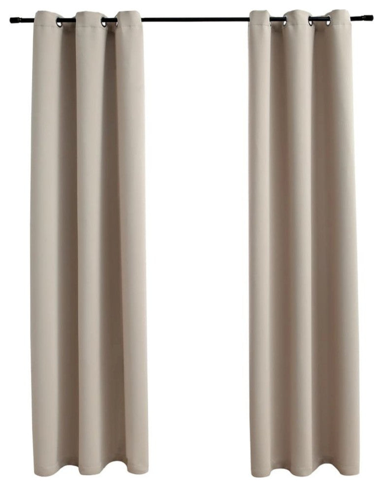 vidaXL Blackout Curtains with Rings 2 pcs Beige 37x84 Fabric, 134853