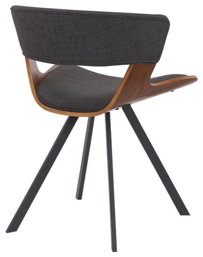 Ulric Wood and Metal Modern Dining Room Accent Chair, WALNUT