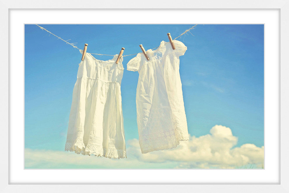 Marmont Hill, "Hanging Whites" by Sylvia Cook Framed Painting Print, 18x12