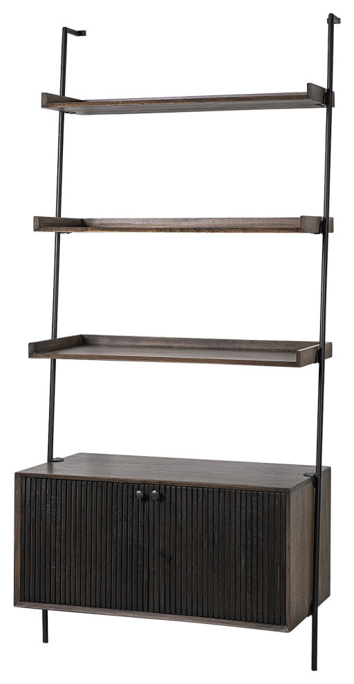 Two Toned Brown Wood Shelving Unit With 3 Shelves