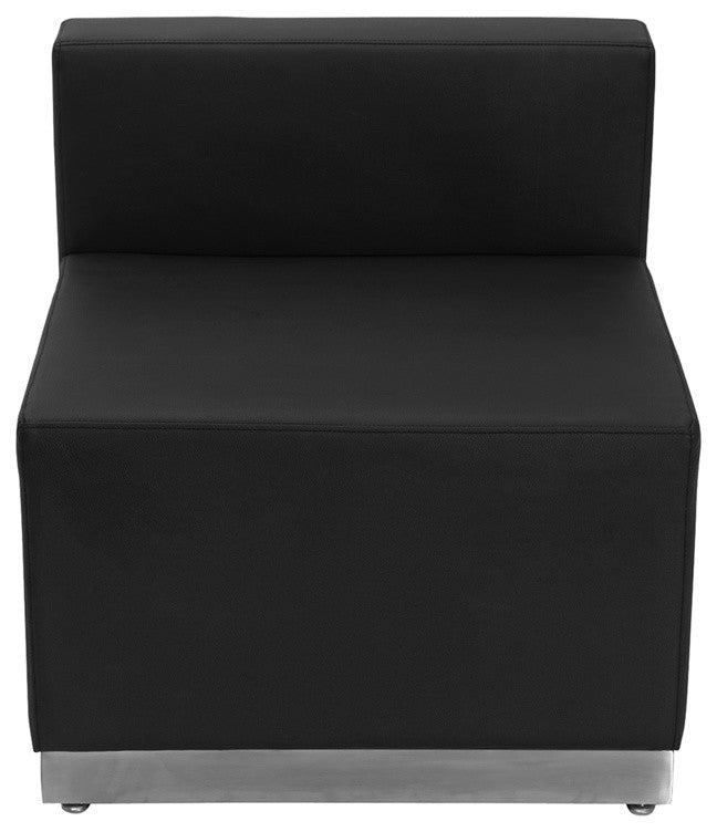 Hercules Alon Series Black Leather Chair With Brushed Stainless Steel Base