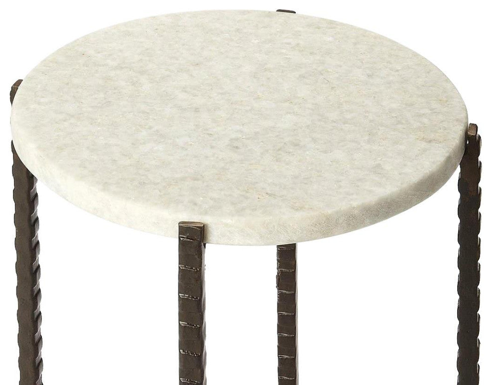 Transitional Metal Marble Nigella Side Table