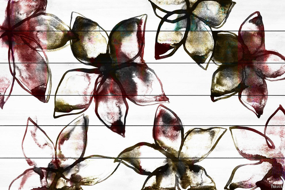 "A Floral Pattern" Print on White Wood, 60"x40"